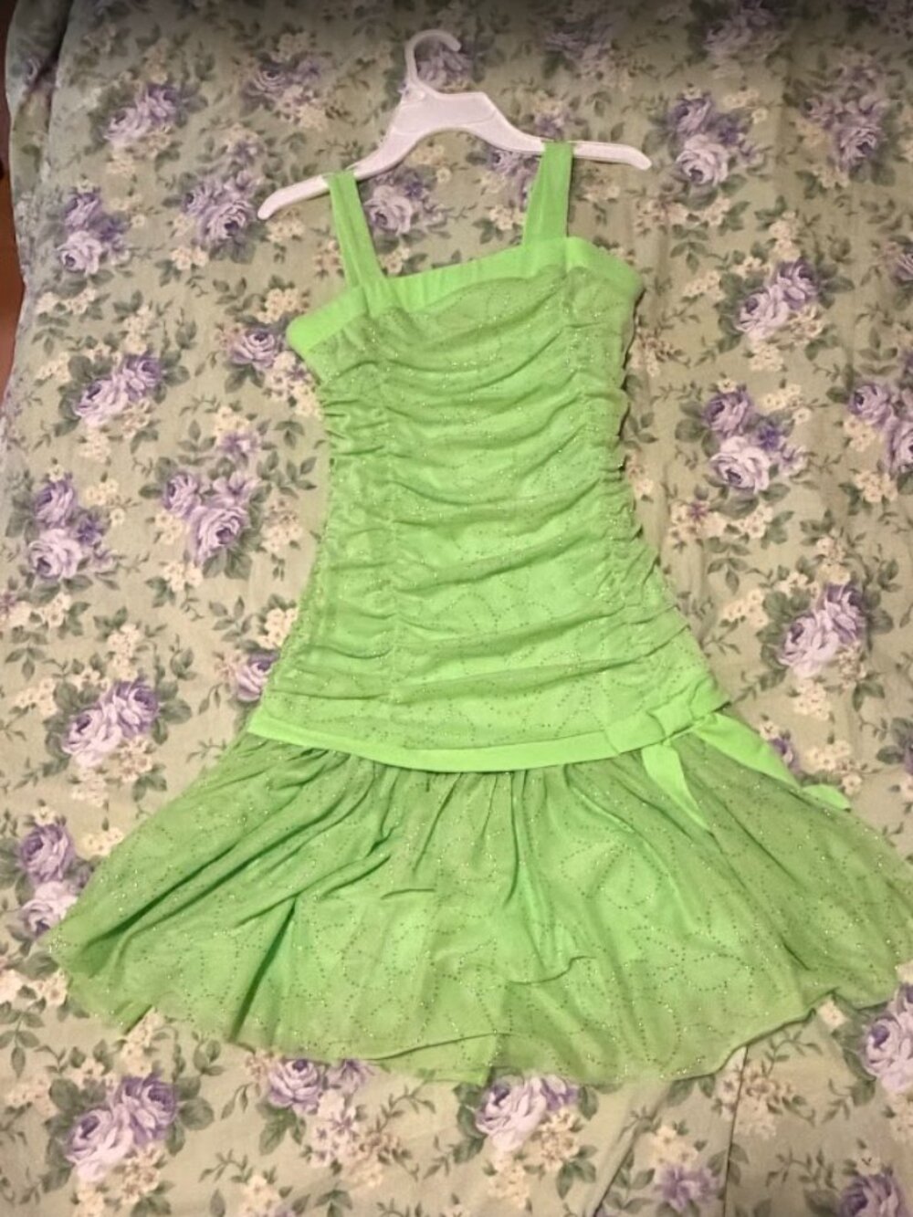 Chartreuse Green Juniors Girls Sparkly Party Dress SZ 14